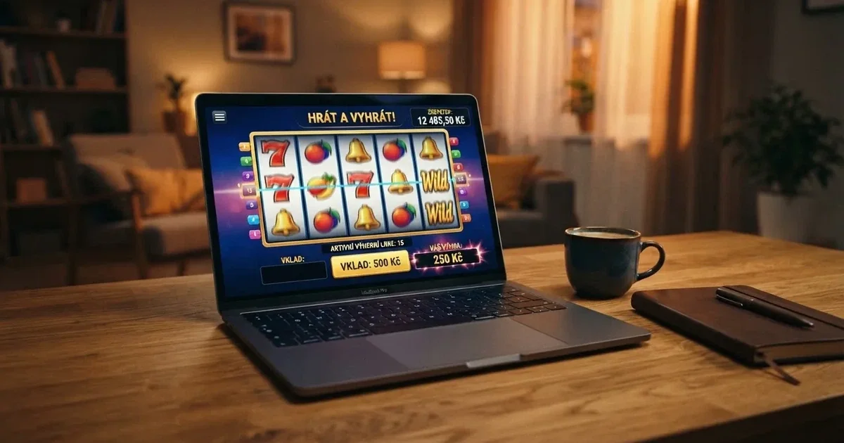 Hráč u notebooku si prohlíží nabídku otoček zdarma na webu online casina