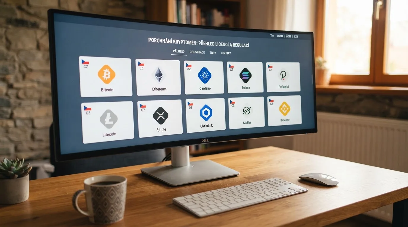 Rozcestník s deseti kartami kasin seřazených vedle sebe, každá s vlajkou licence (Anjouan/Curaçao) a ikonou Etherea